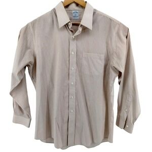 Brooks Brothers Mens Size XL 174/5 Slim Fit Non Iron Stretch Striped Dress Shirt